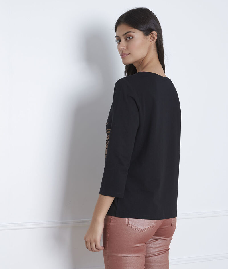 Schwarzes t-shirt mit palmen-print perrine schwarz.