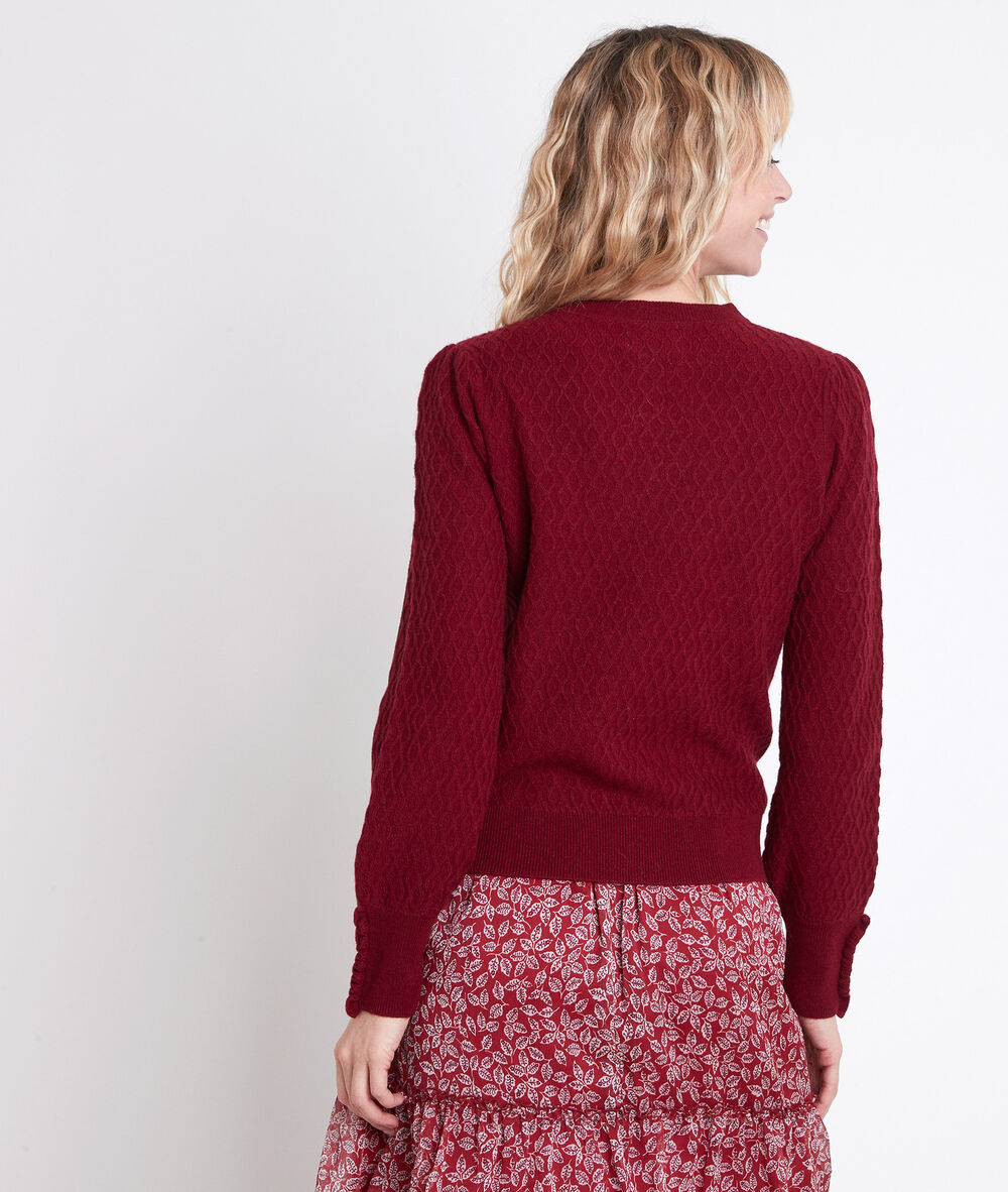 Pull en laine recyclée rouge alana bourgogne.