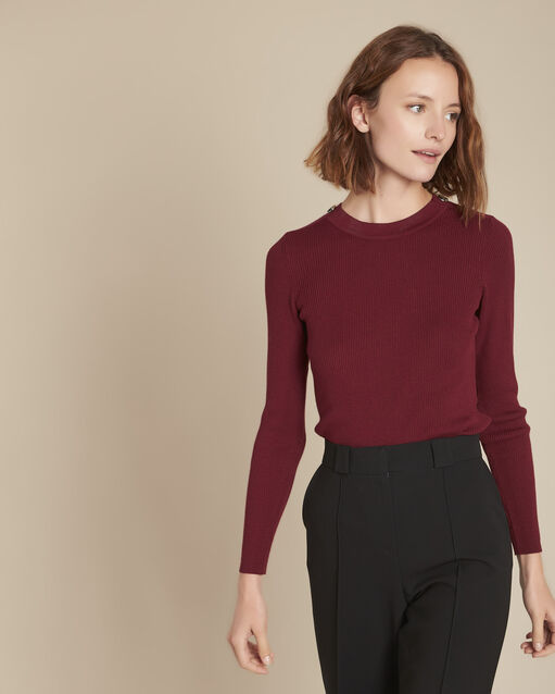 Gerippter Pullover granatrot Fortiche (1) - Maison 123