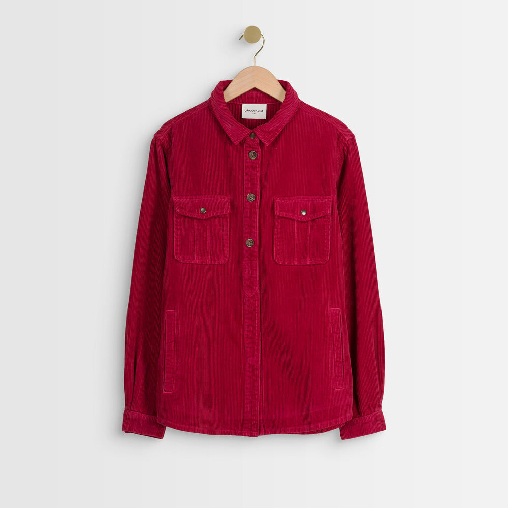 Surchemise en velours rouge perle grenat.
