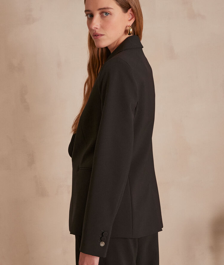 Veste noire longue croisée microfibre florine noir.