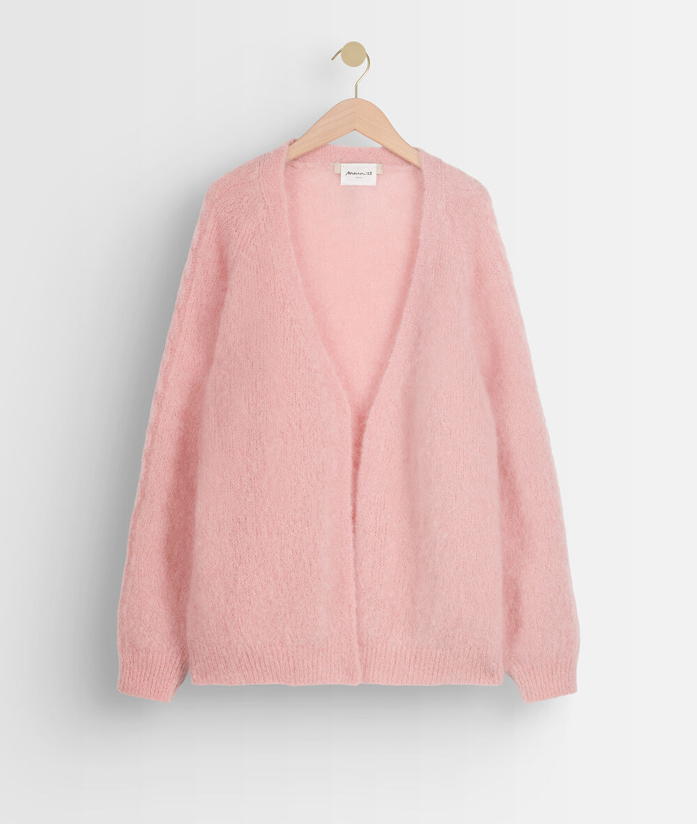 Poederkleurig jasje van gemengd mohair rozelle poudre.