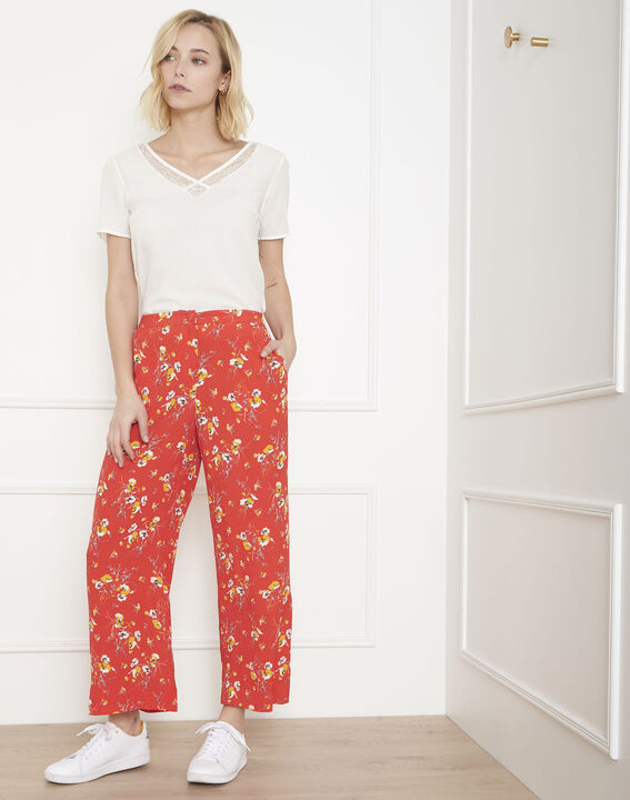 Pantalon rouge large imprimé fleuri Gigi | 1-2-3 Pantalon rouge large imprimé fleuri Gigi PhotoZ | 1-2-3