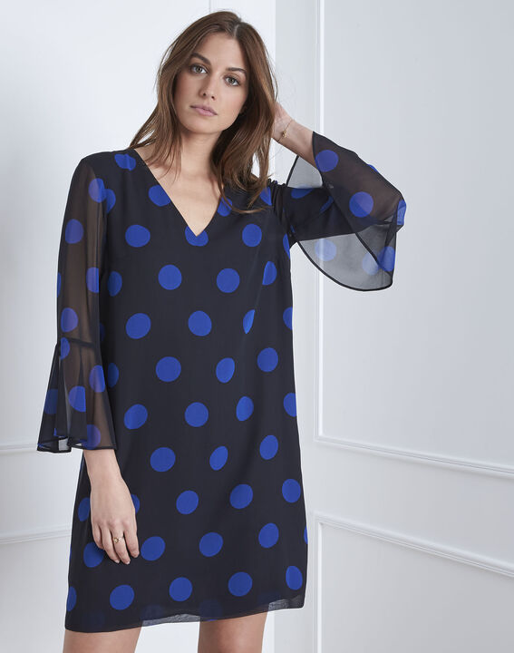 Robe marine imprimé pois Astrid | 1-2-3 Robe marine imprimé pois Astrid PhotoZ | 1-2-3