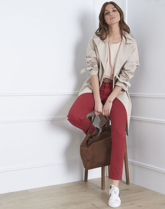 Jean grenat 7/8e slim satin de coton Vendome | 1-2-3 Jean grenat 7/8e slim satin de coton Vendome PhotoZ | 1-2-3
