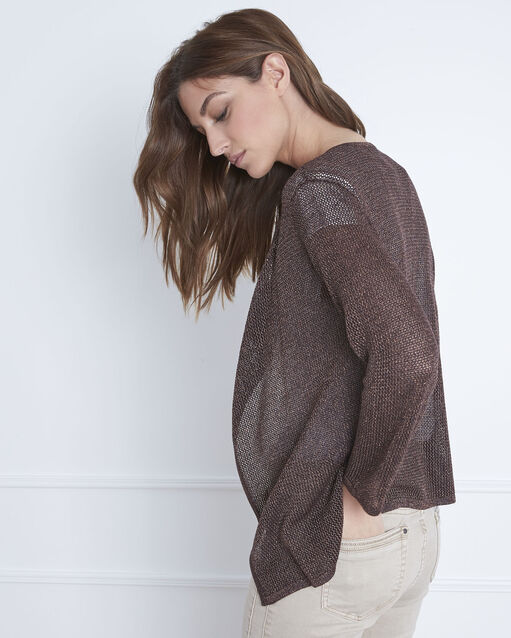 Gilet marron en viscose métallisé noisette mastic.