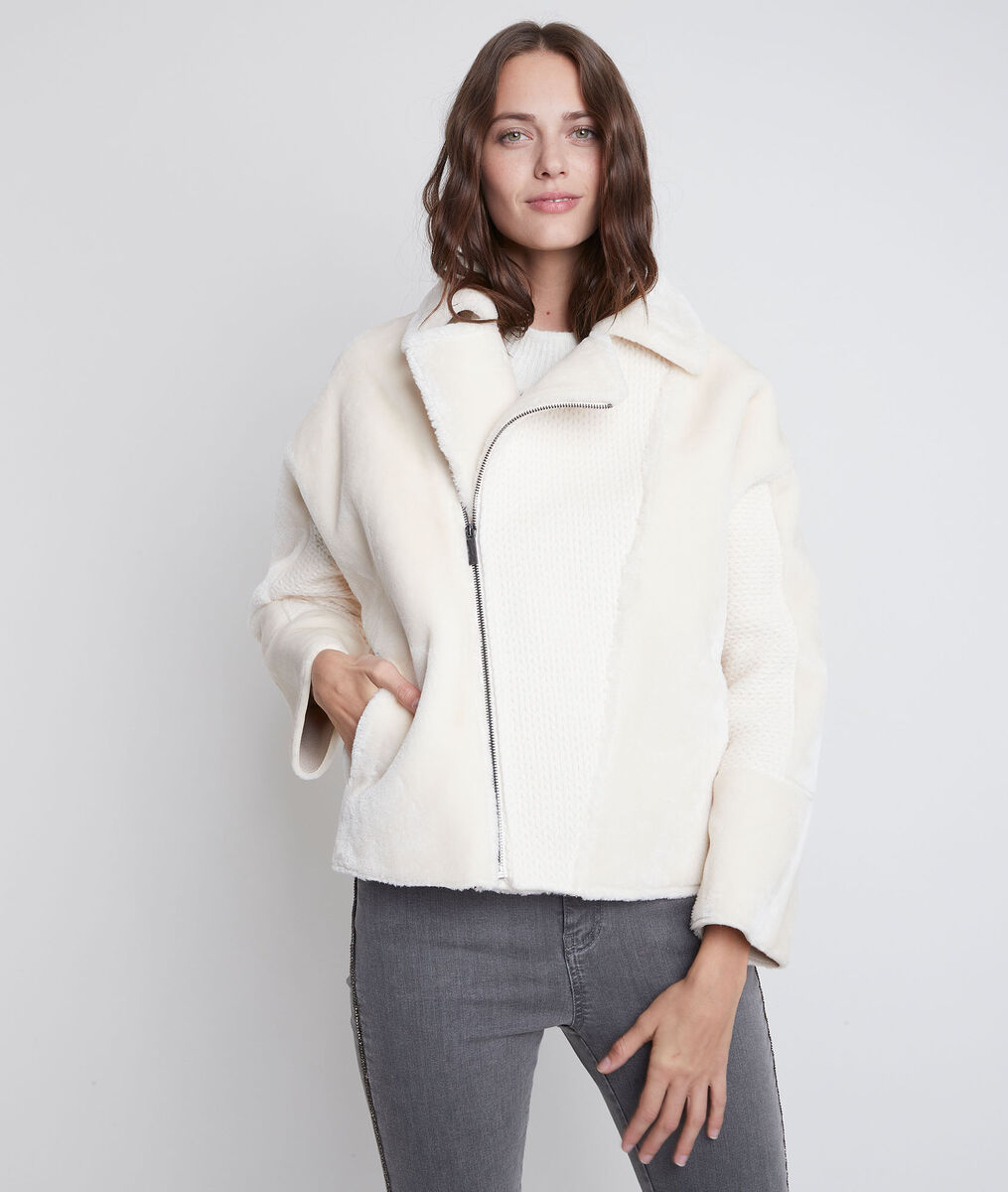 Manteau en fausse fourrure crème Imiaki | 1-2-3 Manteau en fausse fourrure crème Imiaki PhotoZ | 1-2-3