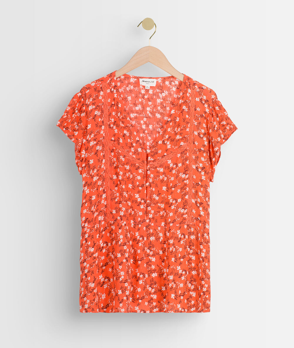Blouse rouge imprimée tanita geranium.
