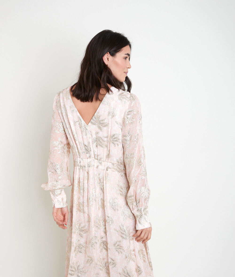 Robe longue poudre jacquard maria poudre.