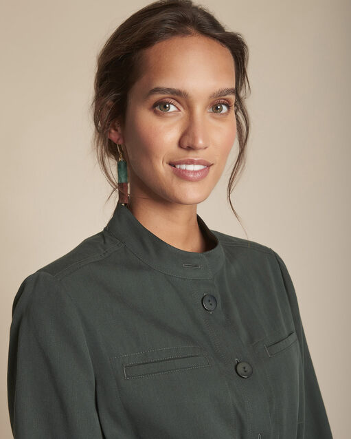 Veste vert foncé fluide boutonnée birgit vert anglais.