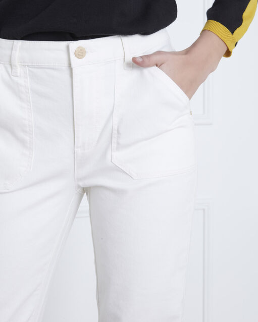 Jean blanc cass&eacute; boyfriend 7/8e coconut blanc casse.