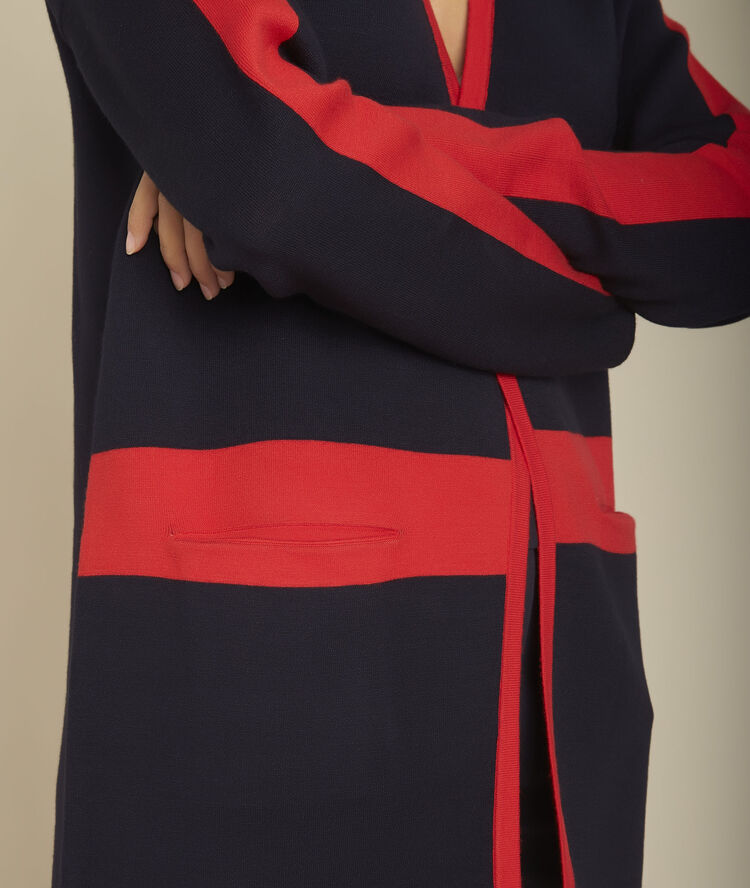 Veste en maille bicolore feerie marine.