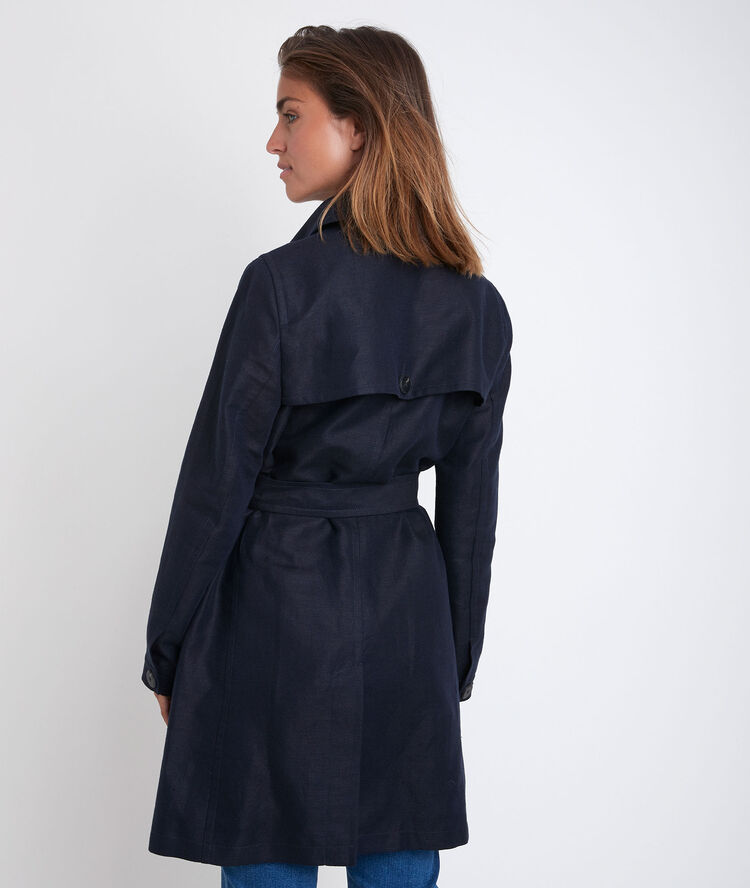 Trench en lin et coton marine sadao marine.