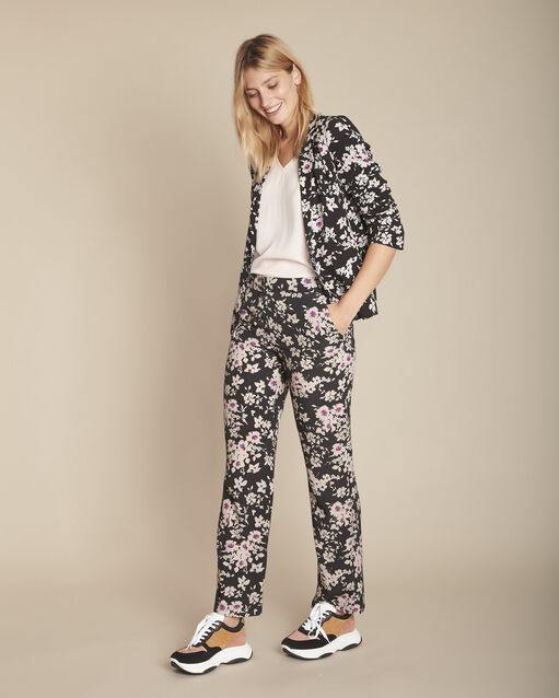 Zwart jasje met bloemenprint Bathilde (2) - Maison 123