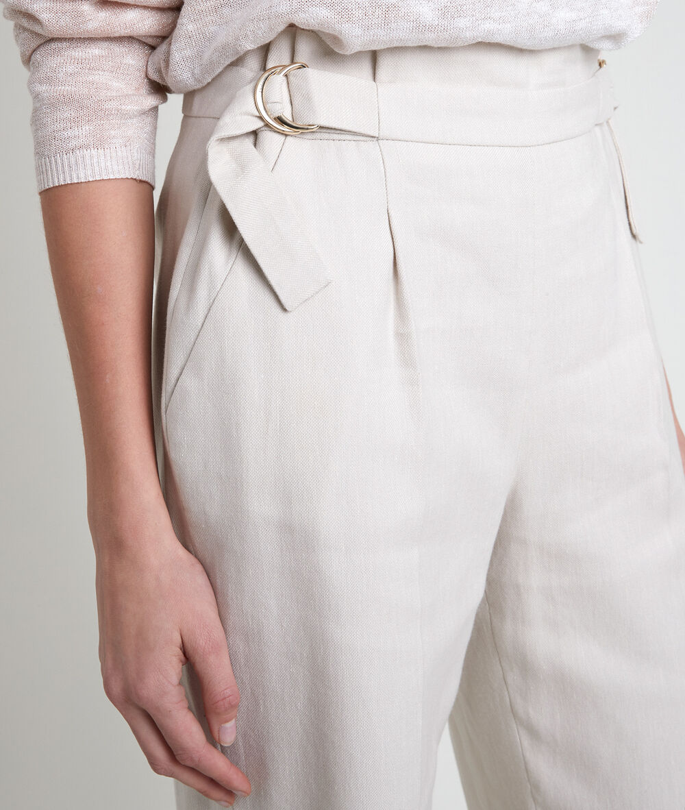 Pantalon large en lin mélangé écru filipo ecru.