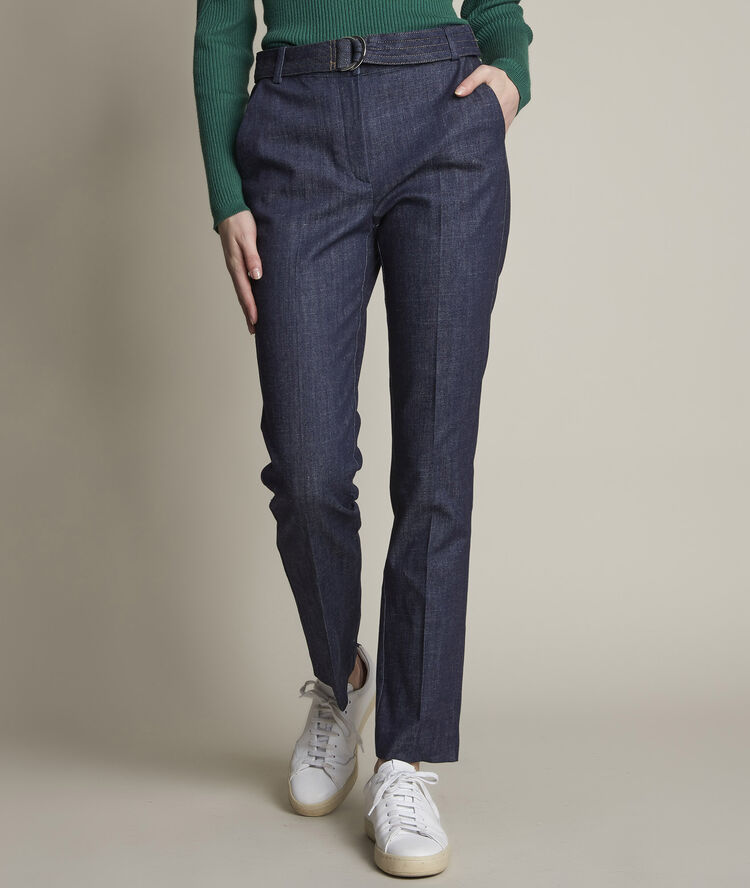 Denim broek met ceintuur amandine rinse.