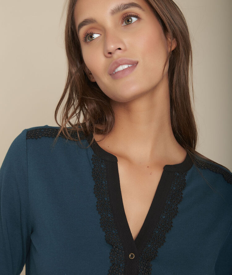 Tee-shirt col broderie cyprès claire cypres.