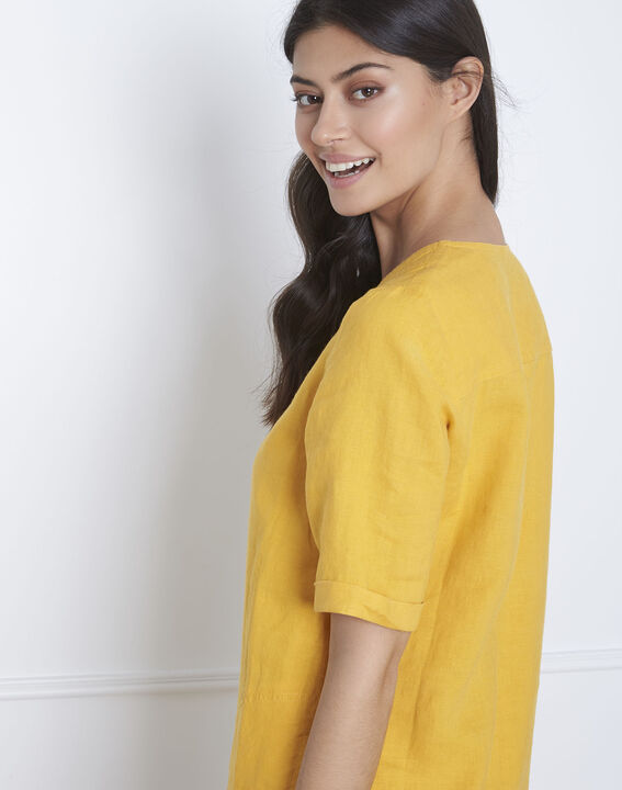 Robe jaune en lin Loanne | 1-2-3 Robe jaune en lin Loanne PhotoZ | 1-2-3