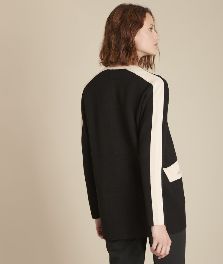 Veste en maille bicolore feerie noir.