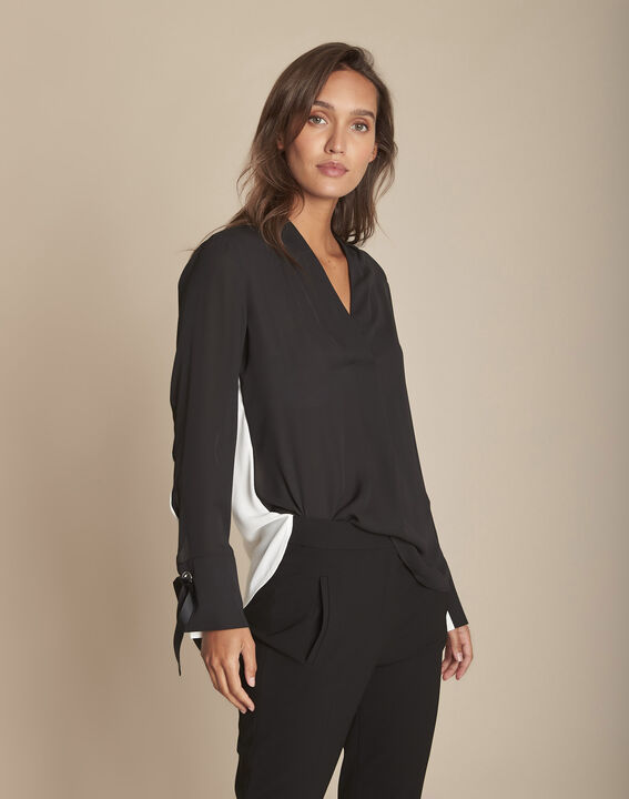Blouse bicolore détail noeuds Marinette | 1-2-3 Blouse bicolore détail noeuds Marinette PhotoZ | 1-2-3