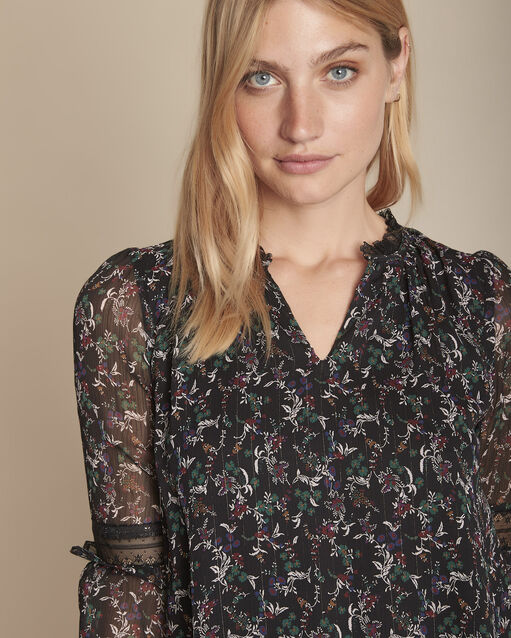 Robe noire imprimé fleuri inka noir.