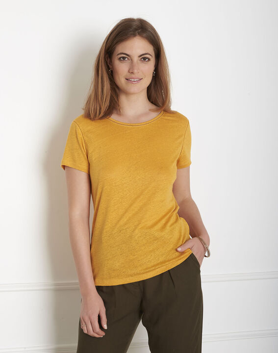 Tee-shirt jaune jour échelle en lin Pin | 1-2-3 Tee-shirt jaune jour échelle en lin Pin PhotoZ | 1-2-3