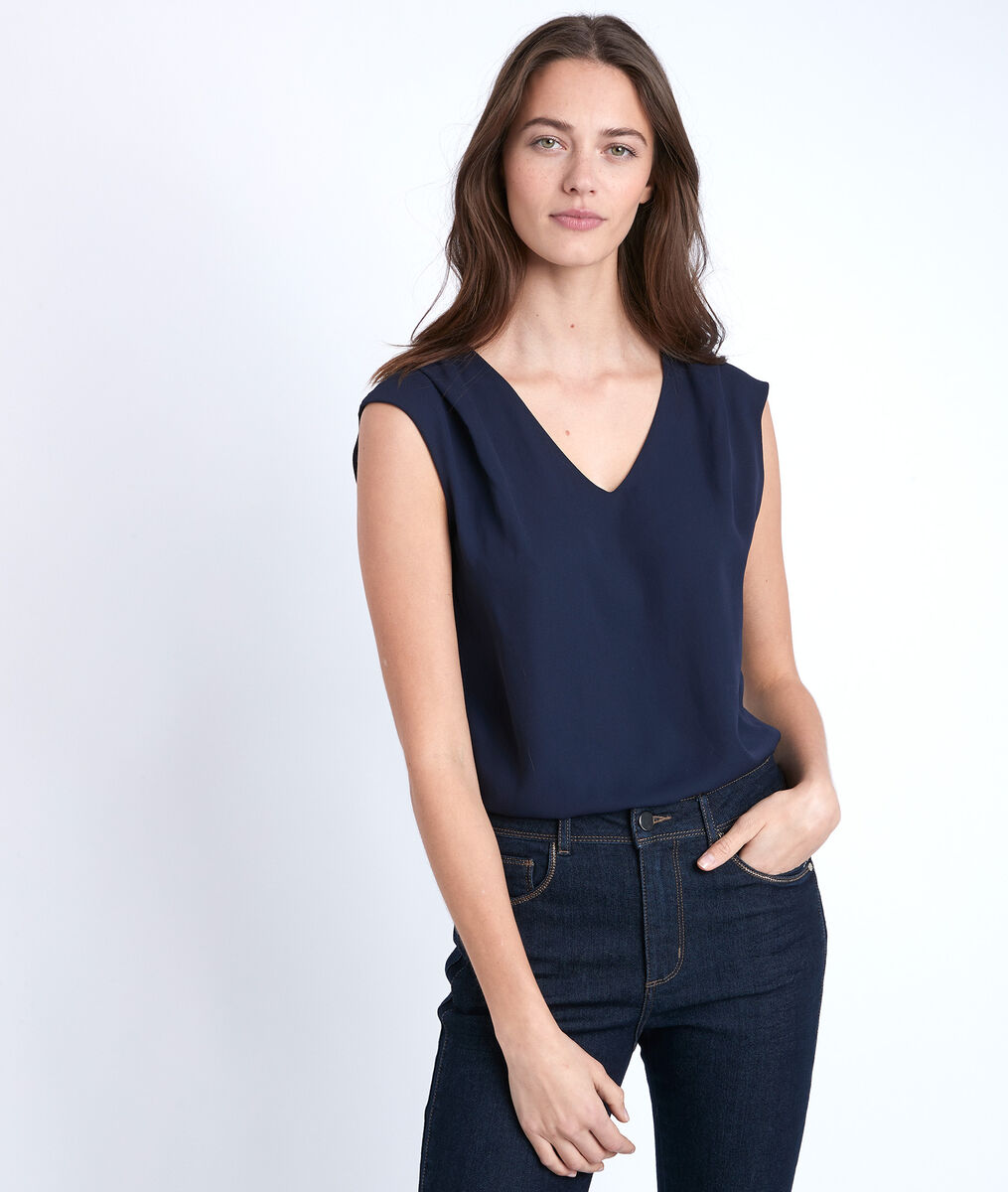 Blouse bimatière bleue Neptune | 1-2-3 Blouse bimatière bleue Neptune PhotoZ | 1-2-3