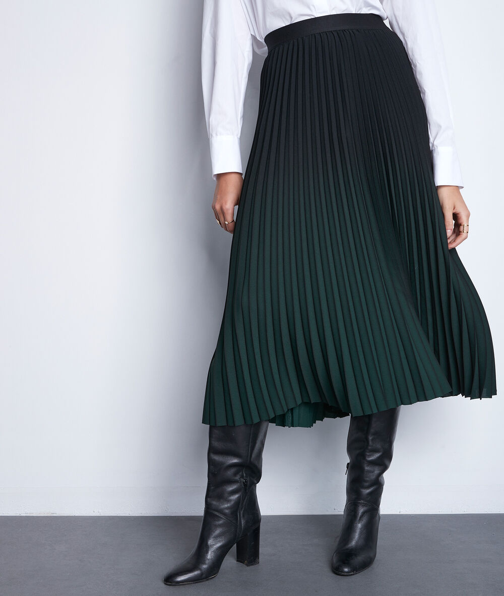 Jupe midi plissée tie & dye vert sapin fatel cypres.