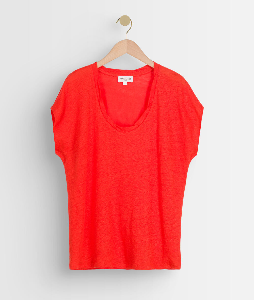 Tee-shirt en lin biologique corail icool corail.