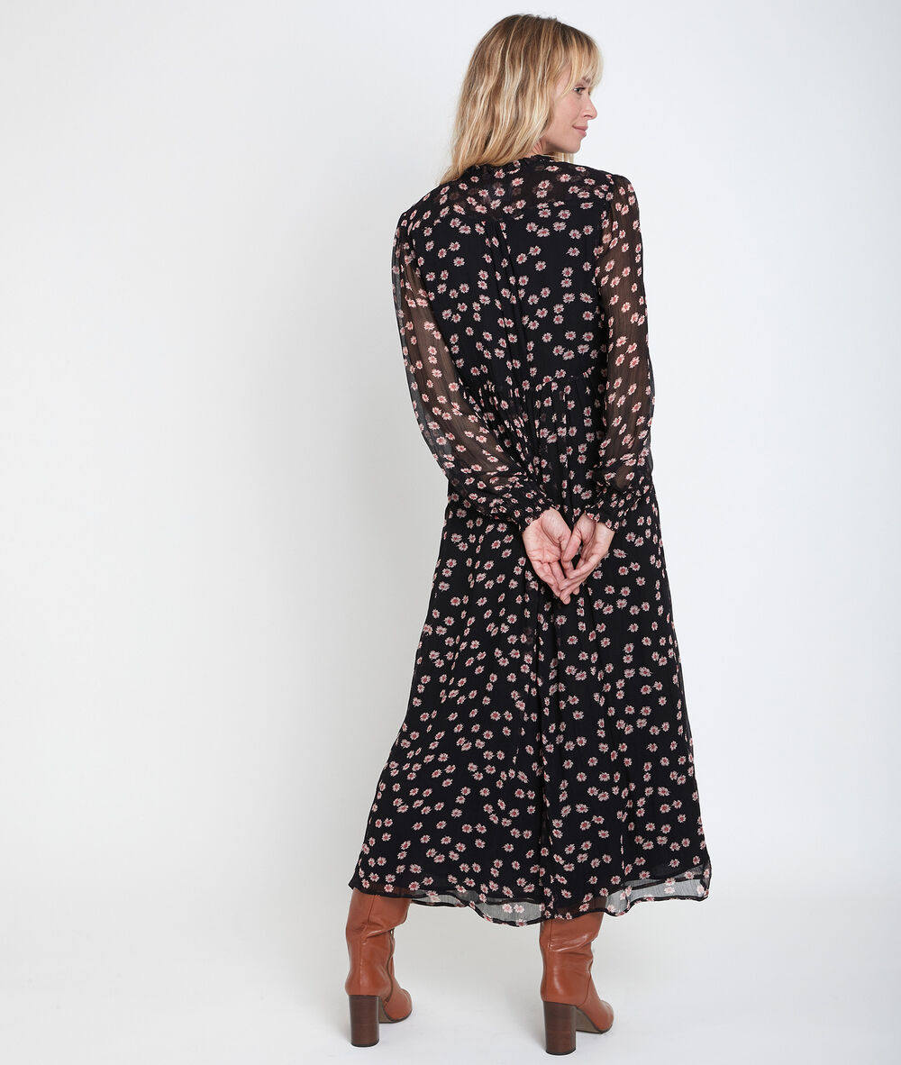 Robe longue imprimée namika noir.