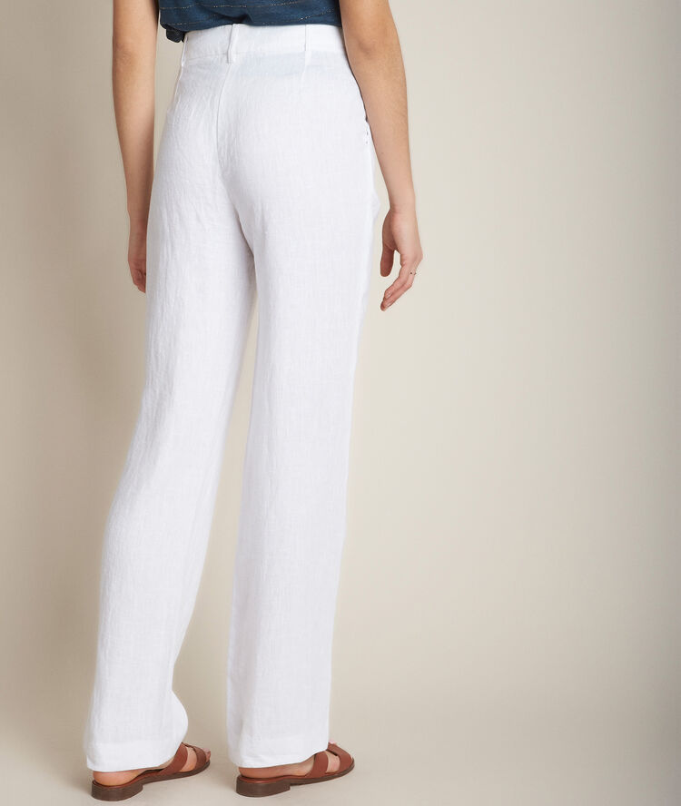 Pantalon à pont en lin iber blanc.