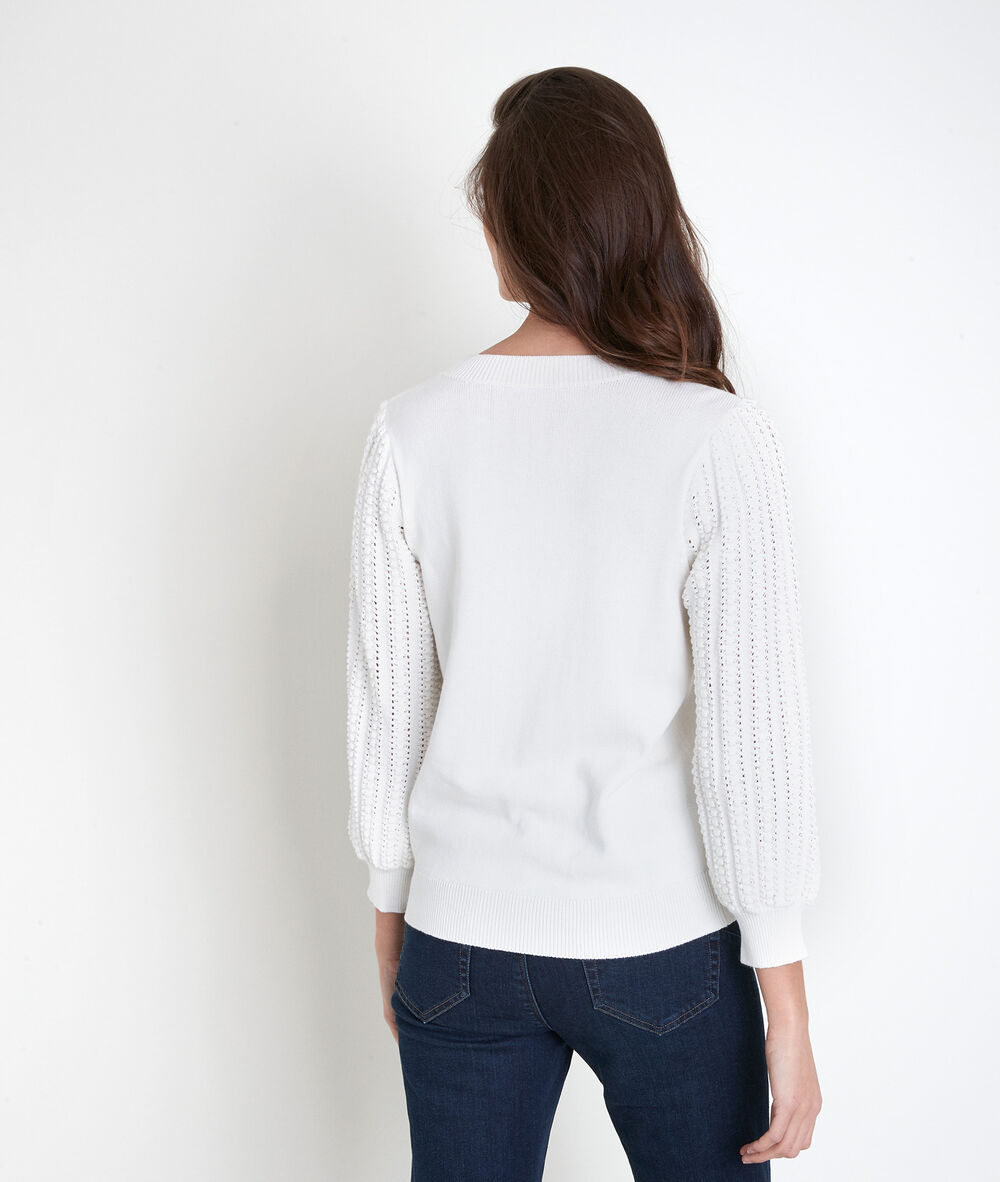 Pull écru à maille fantaisie aube ecru.