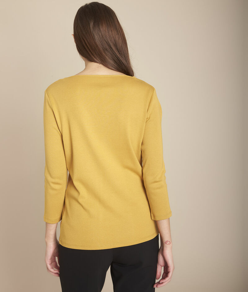 Tee-shirt ambre col v carla ocre.