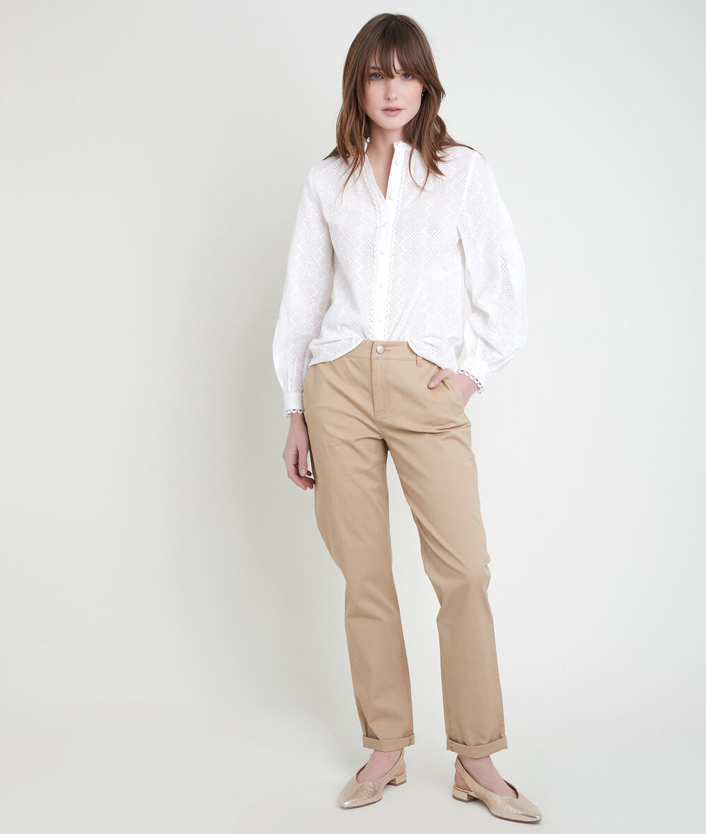 Pantalon chino en coton biologique beige Francis | 1-2-3 Pantalon chino en coton biologique beige Francis PhotoZ | 1-2-3