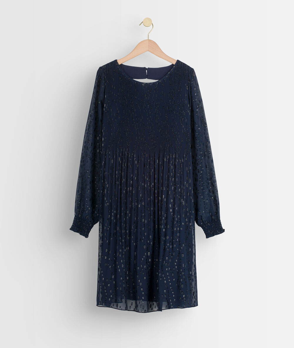 Robe plissée lurex coralia marine.