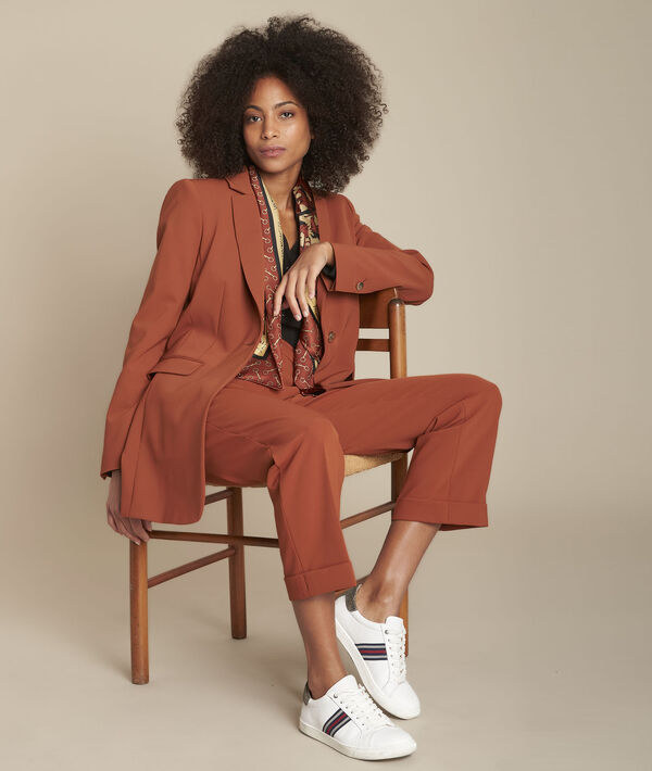 Veste de tailleur en microfibre acajou Baya | 1-2-3 Veste de tailleur en microfibre acajou Baya PhotoZ | 1-2-3