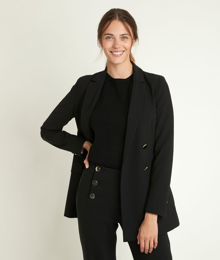 Pantalon marine à pont en microfibre