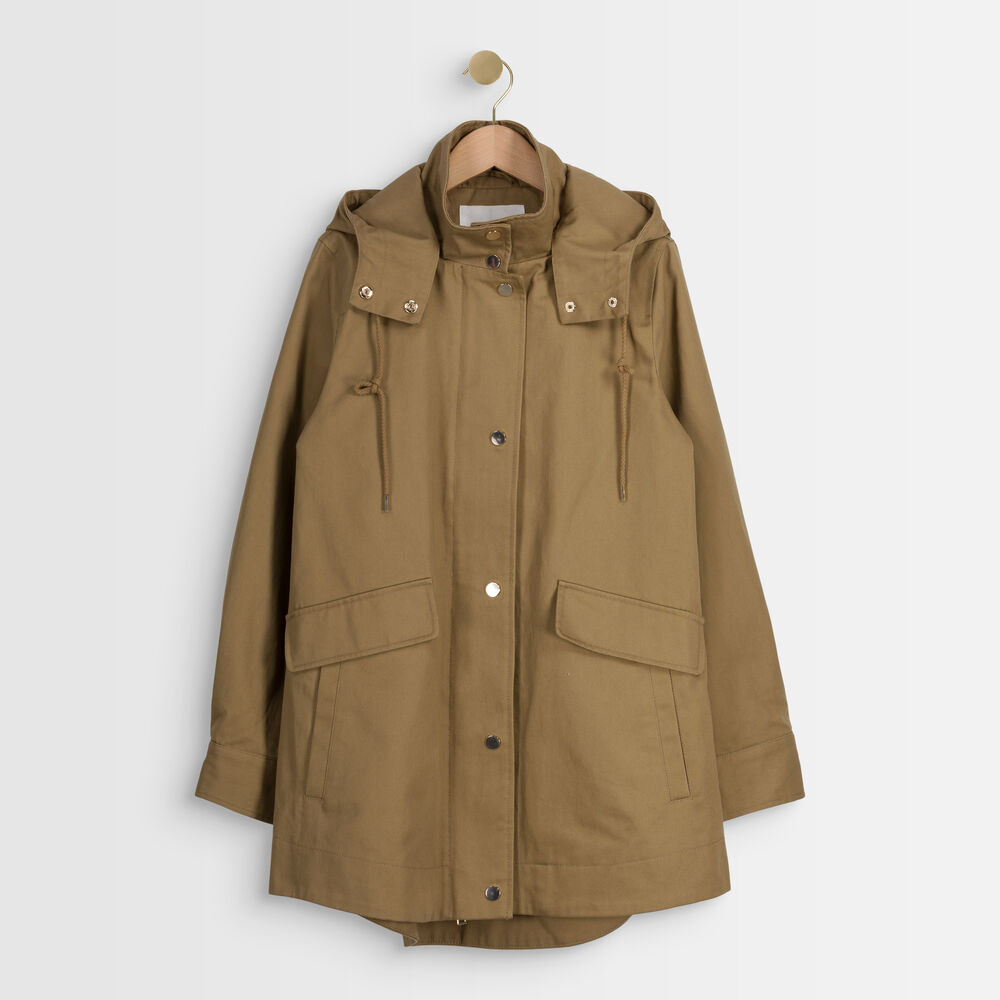 Beigefarbener parka aus baumwolle naelia amande.