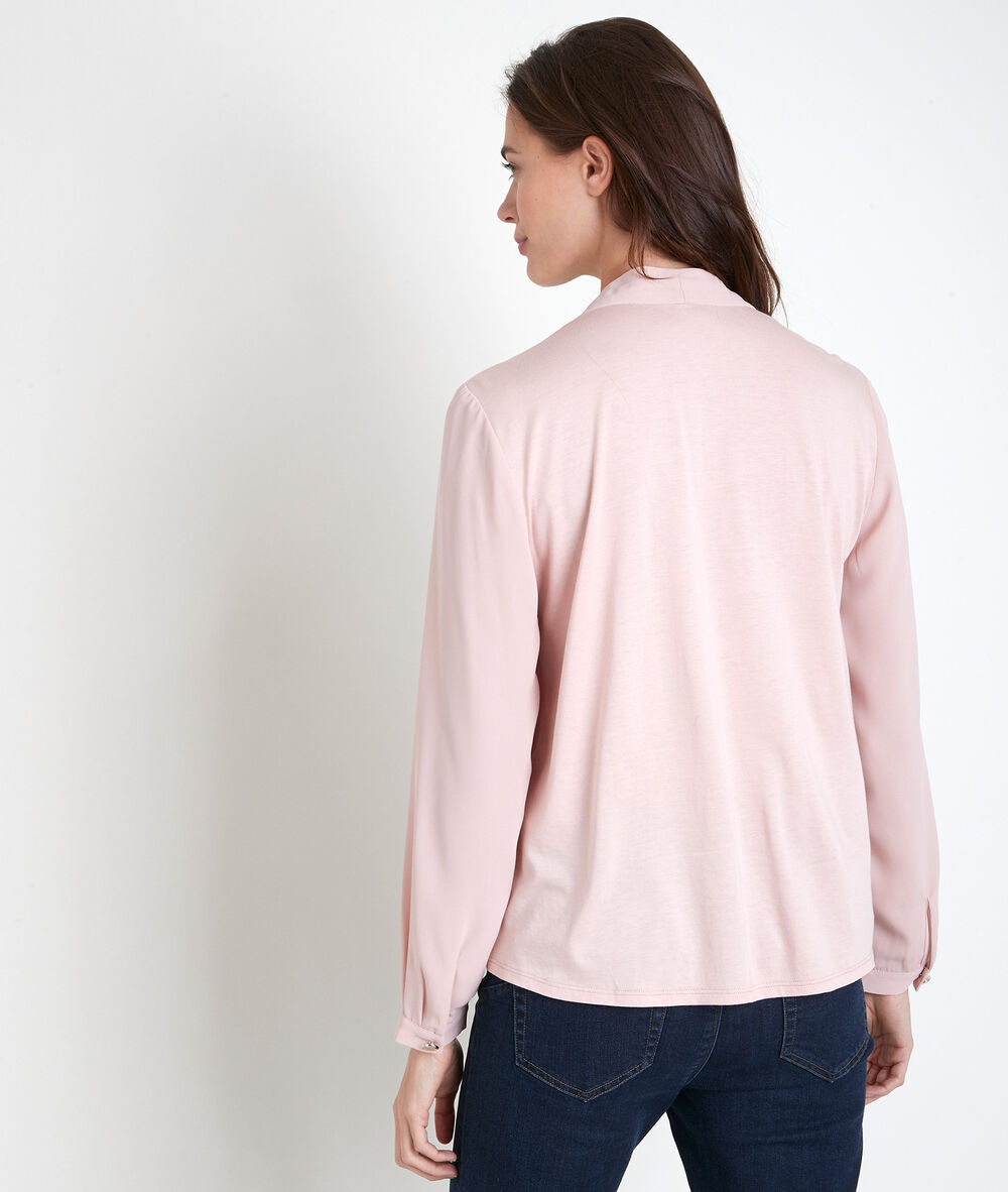 Blouse bimatière rose davina bois de rose.