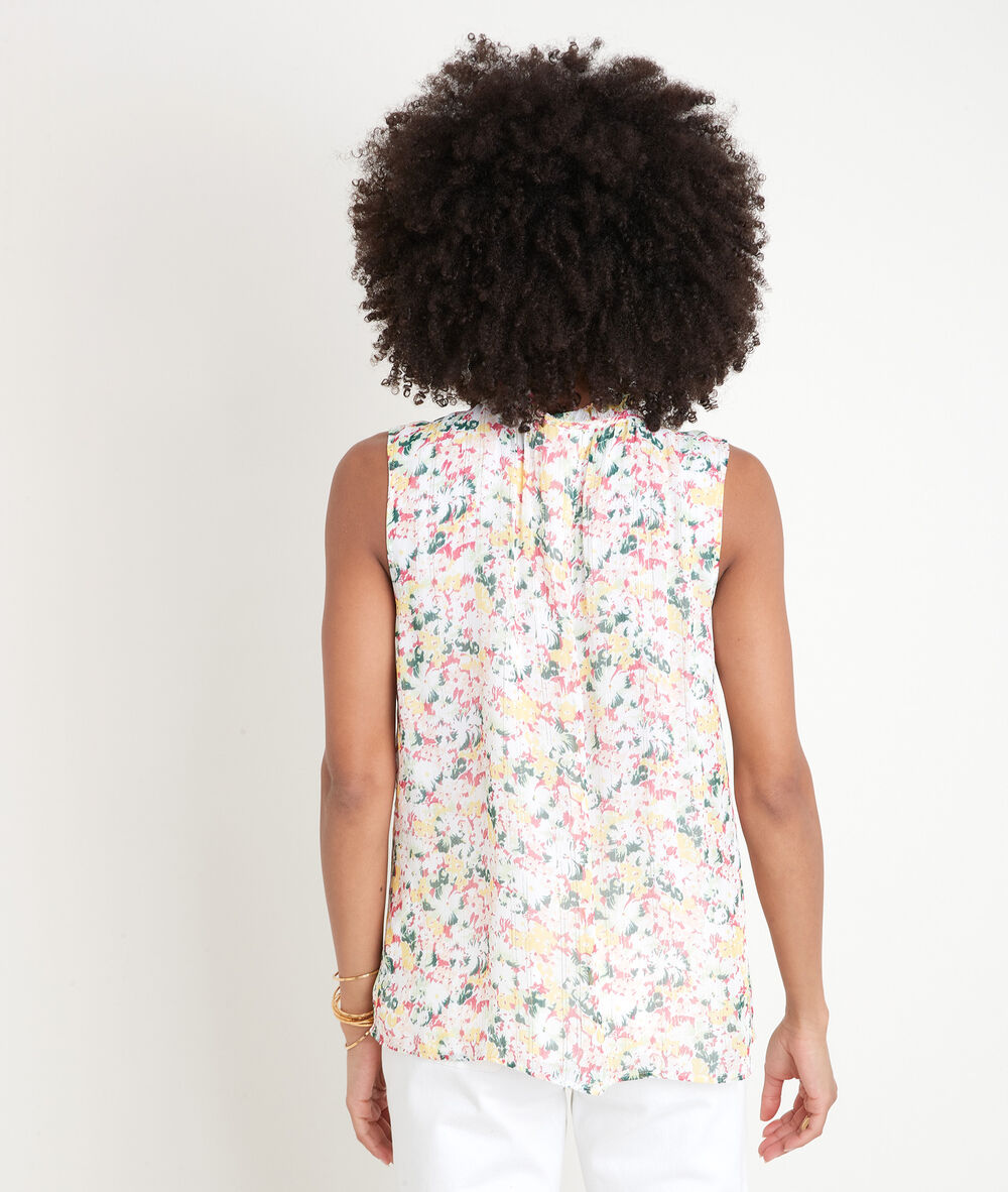 Blouse sans manches imprimée aless ecru.