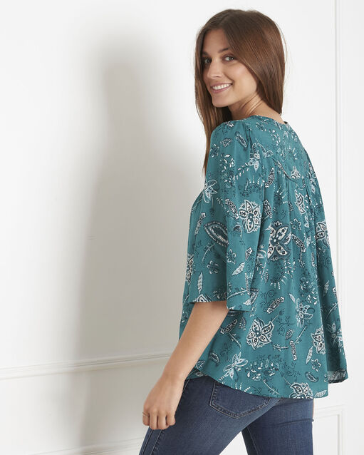 Blouse verte imprimé cachemire vanilla canard.