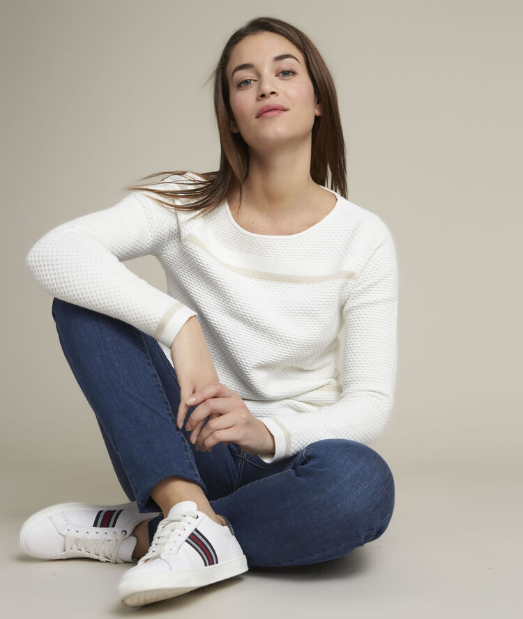 Pull col bateau doudou blanc casse.