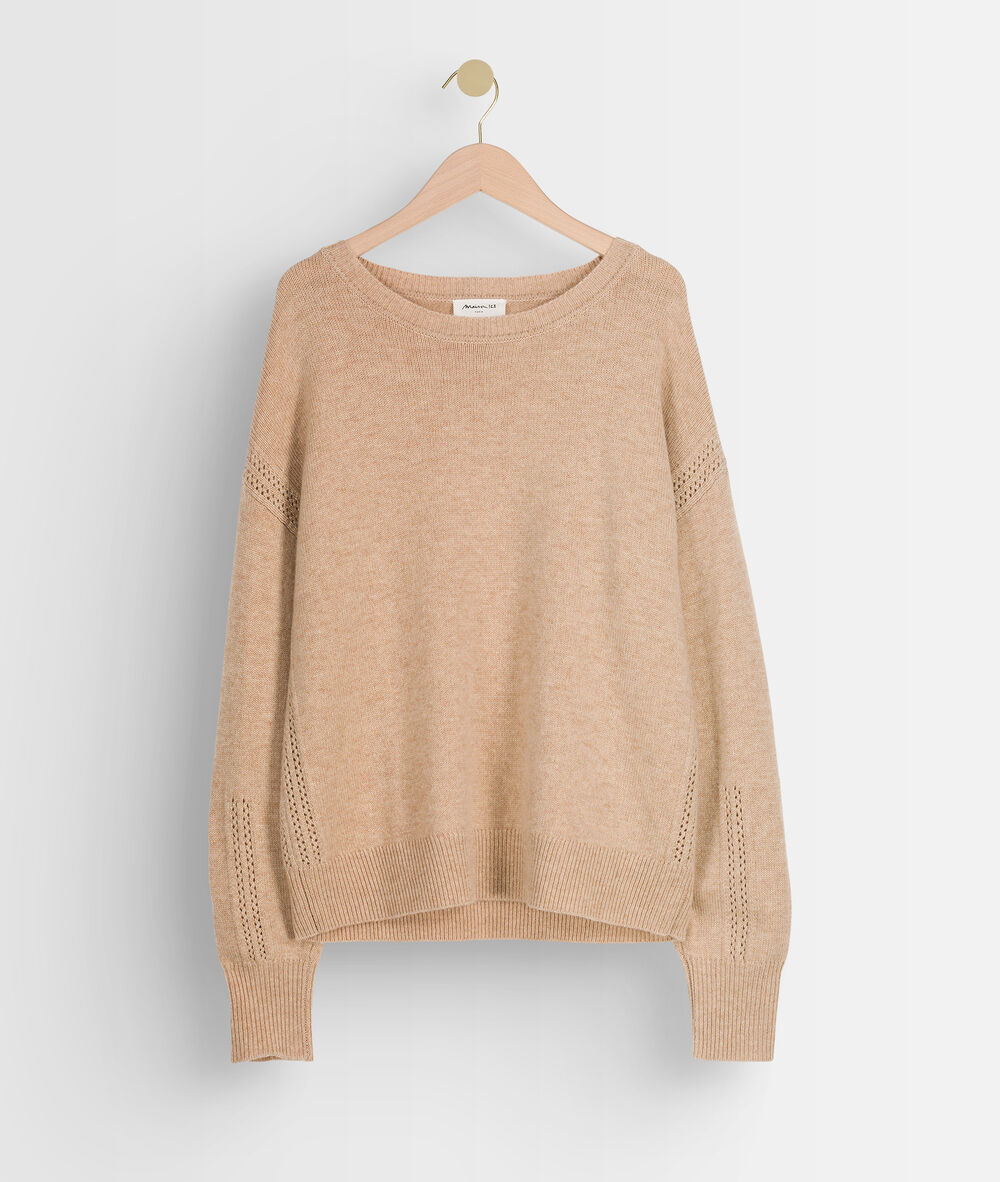 Pull en laine recyclé beige tobby camel clair.