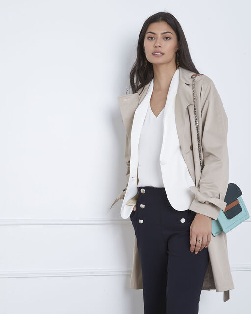 Veste blanche col chale sabrina blanc casse.