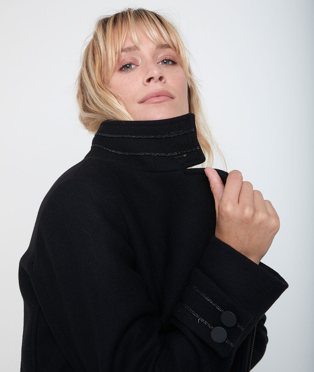 Manteau en laine recyclée osaka noir.