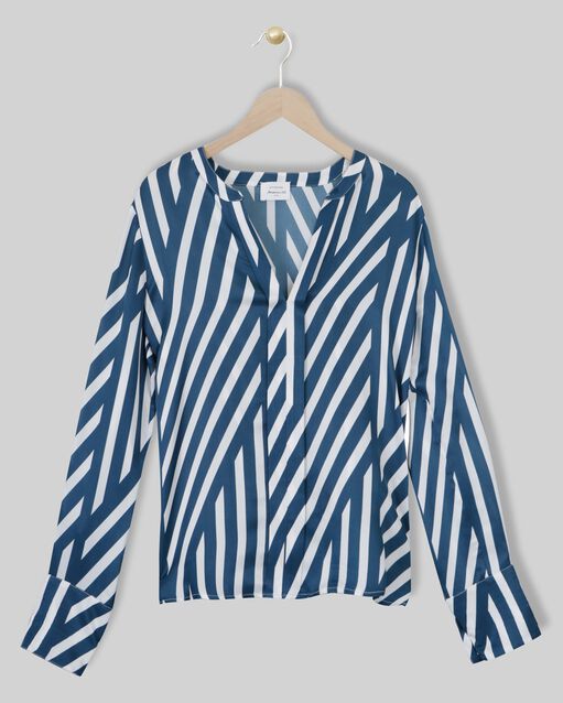 Blouse en soie mélangée rayée muriella marine.