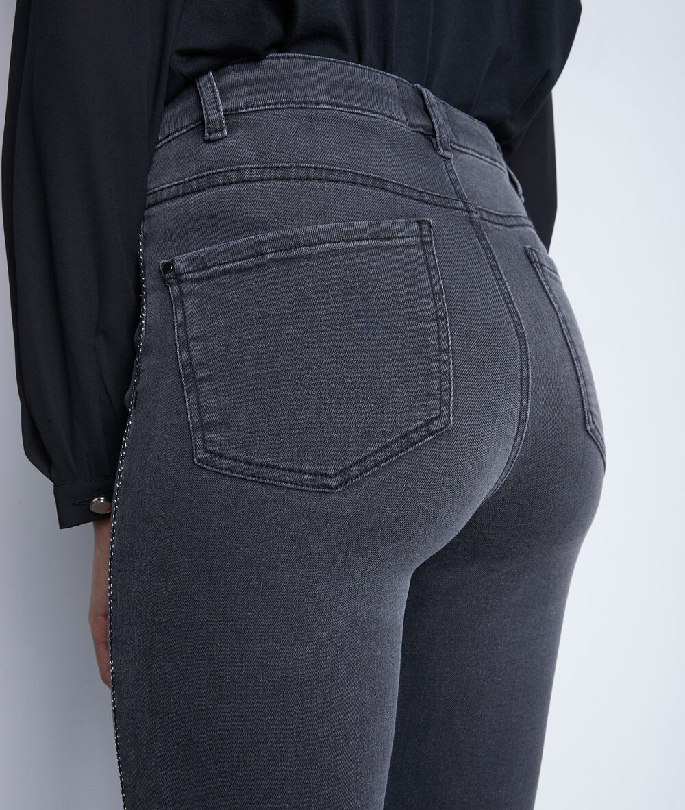 Slim en coton gris foncé nora avec détail lurex gris fonce.