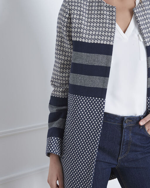 Manteau marine jacquard droit darling marine.