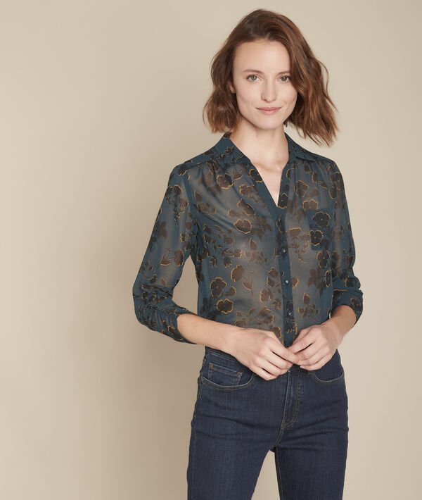 Blouse imprimée transparente Magali | 1-2-3 Blouse imprimée transparente Magali PhotoZ | 1-2-3