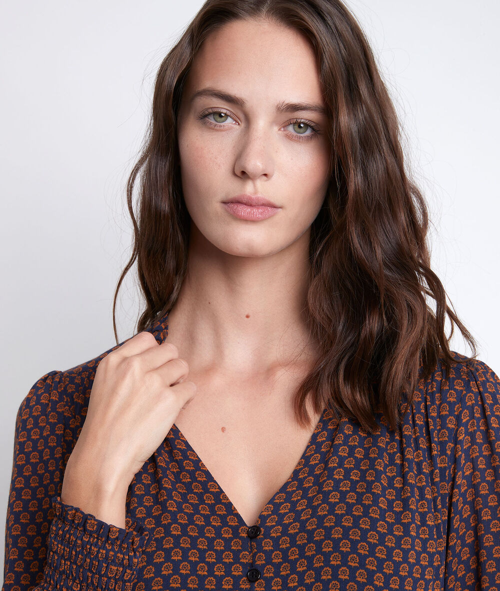 Robe longue imprimée nada bis marine.